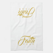 恐怖と白に対する金ゴールド キッチンタオル (縦)