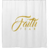 恐怖と白に対する金ゴールド シャワーカーテン (正面)