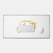 恐怖と白に対する金ゴールド デスクマット (キーボード&マウス)