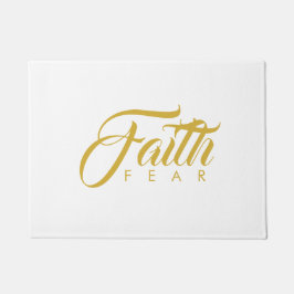 恐怖と白に対する金ゴールド ドアマット