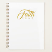 恐怖と白に対する金ゴールド プランナー手帳 (正面)