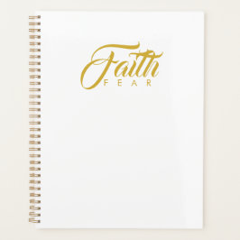 恐怖と白に対する金ゴールド プランナー手帳