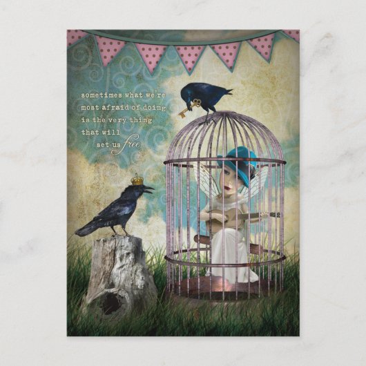 恐怖と自由の感動的引用文 ポストカード (正面)