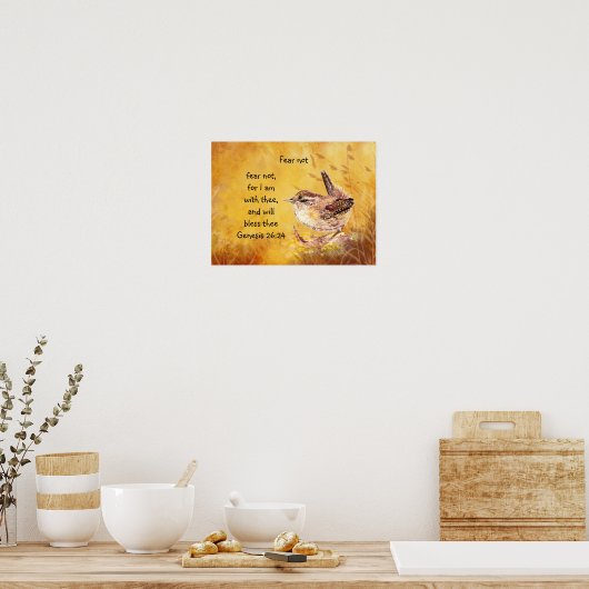 恐怖なし勇気付けられる水色の鳥 ポスター (キッチン)