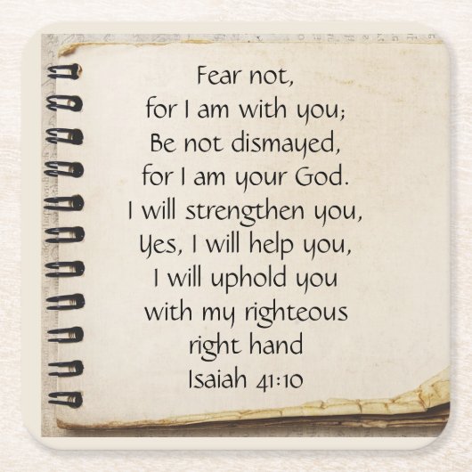 恐怖なし、イザヤ聖なる書物、 経典ヴィンテージノート紙 スクエアペーパーコースター (正面)