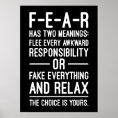 恐怖には二つの意味がある – おもしろい成功やる気を起こさせる ポスター (正面)