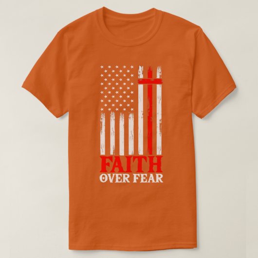 恐怖に対するクールキリスト教国旗の信仰 Tシャツ (デザイン正面)