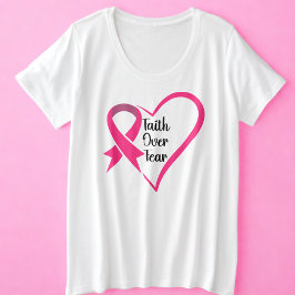 恐怖に対する乳がん認識度信仰 プラスサイズTシャツ