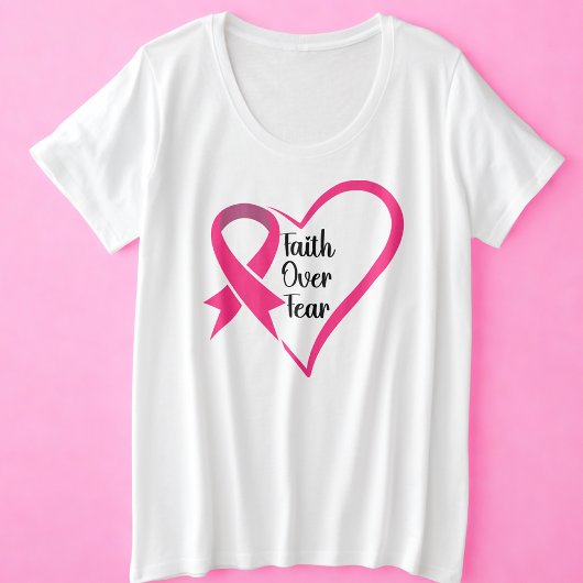恐怖に対する乳がん認識度信仰 プラスサイズTシャツ