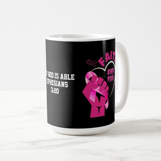 恐怖に対する信仰の乳がん認識度 コーヒーマグカップ (正面右)