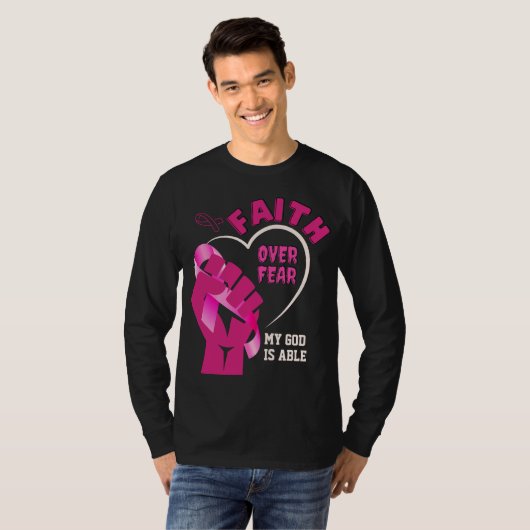 恐怖に対する信仰の乳がん認識度 Tシャツ (正面フル)