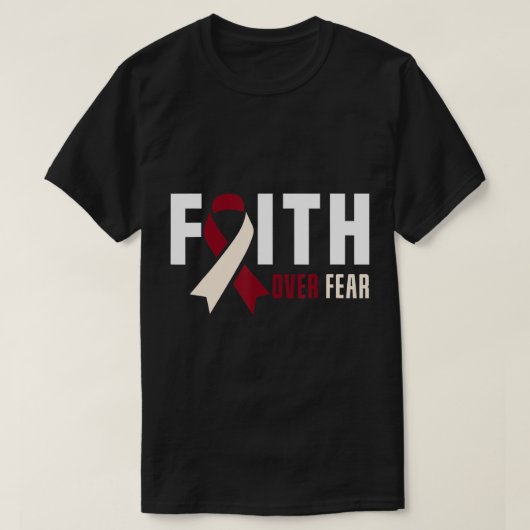 恐怖に対する信仰の神のど口頸部がん Tシャツ (デザイン正面)