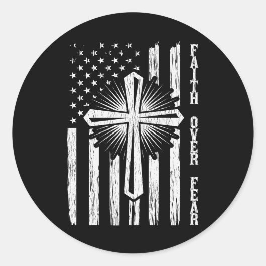 恐怖に対する信仰アメリカプライド米国国旗のクリスチャン ラウンドシール (正面)