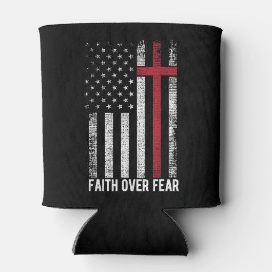 恐怖に対する信仰アメリカ国旗クリスチャン・クロス 缶クーラー (裏面)
