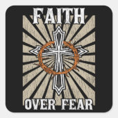 恐怖に対する信仰イエス・クロス祈りの言葉キリスト教 スクエアシール (正面)