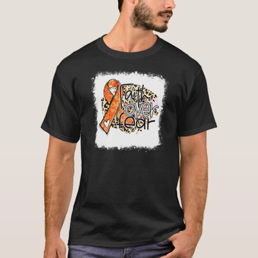 恐怖に対する信仰オレンジリボンレオパードAdhdアワレネ Tシャツ (正面)