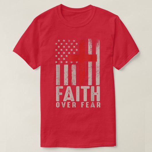 恐怖に対する信仰カッコいいアメリカ合衆国国旗クリスチャンC Tシャツ (デザイン正面)
