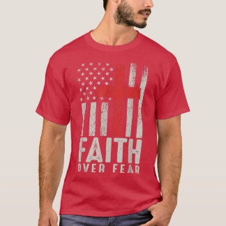 恐怖に対する信仰カッコいいアメリカ合衆国国旗クリスチャンC Tシャツ