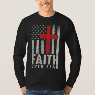 恐怖に対する信仰カッコいいアメリカ合衆国国旗クリスチャンC Tシャツ