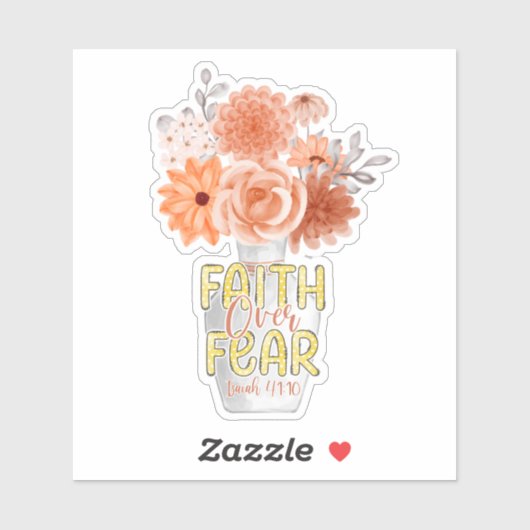 恐怖に対する信仰クリスチャン・バイブル・ピーチフローラ シール (シート)