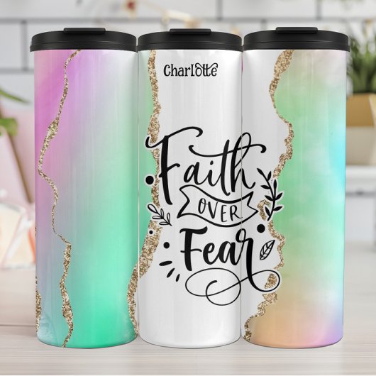 恐怖に対する信仰グリッター芸術 タンブラー