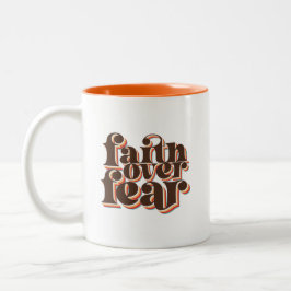 恐怖に対する信仰モダンレトロキリスト教インスピレーション ツートーンマグカップ