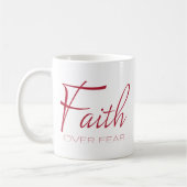 恐怖に対する信仰勇気付けられるの赤 コーヒーマグカップ (左)