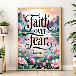 恐怖に対する信仰 – クリスチャンの壁画女性のための芸術 ポスター