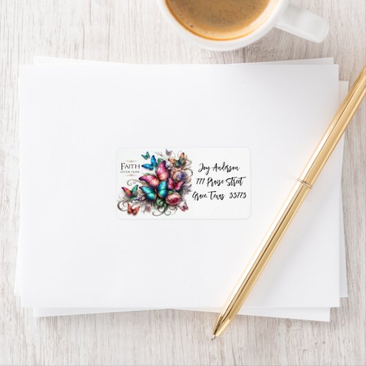 「恐怖に対する信仰」パーソナライズされた住所 シール (インサイチュ)