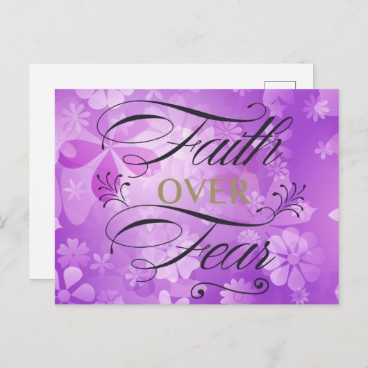 恐怖に対する信仰、紫のカード ポストカード (正面/裏面)