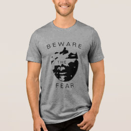 「恐怖に注意」ユーモアのインスピレーション黒デザイン トライブレンドＴシャツ