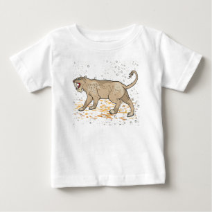 恐怖に満ちた開けたモウを持つ長いフランジを持つ雌ライオン ベビーTシャツ