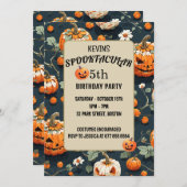 恐怖のかぼちゃのハロウィンの子供の誕生日 招待状 (正面/裏面)