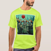 恐怖のピエロ3人 骸髏のデザイン Tシャツ (正面)