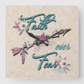 恐怖の上の信仰スクエアウォールクロック スクエア壁時計 (正面)