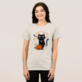 恐怖の夜ハロウィン猫 トライブレンドＴシャツ (正面全面)