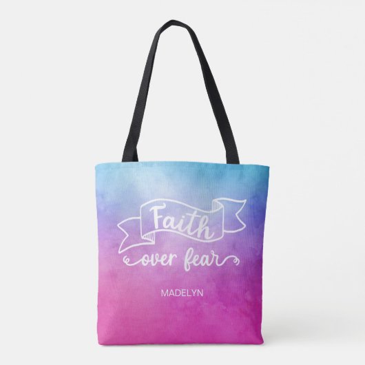 恐怖の水色に対する信モダン頼感動的感 トートバッグ (裏面)