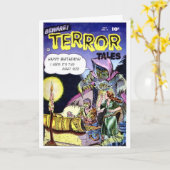 『恐怖の物語に注意』誕生日カード カード (黄色い花)