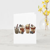 恐怖の秋 コーヒー パンプキンスパイスラテ アイス ハロウィン カード (黄色い花)