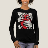 恐怖の赤い悪魔の顔 手で顔を覆う ホラーアート トライブレンドTシャツ (正面)