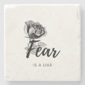 恐怖は嘘つきだ – 黒いバラの花 ストーンコースター (正面)