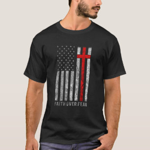 恐怖への信仰クリステインクロスアメリカ国旗Bibl Tシャツ