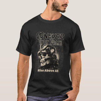 恐怖を克服する – はっきりしたスカルデザイン Tシャツ