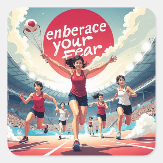 恐怖を受け入れる – かわいいやる気を起こさせるランナー スクエアシール (正面)