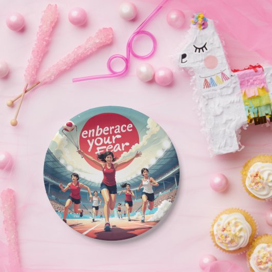 恐怖を受け入れる – かわいいやる気を起こさせるランナー ペーパープレート (パーティー)