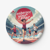 恐怖を受け入れる – かわいいやる気を起こさせるランナー ペーパープレート (正面)