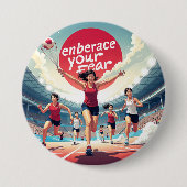 恐怖を受け入れる – かわいいやる気を起こさせるランナー 缶バッジ (正面)