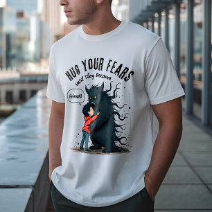 恐怖を抱き締める – 恐怖を克服やる気を起こさせる Tシャツ