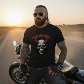 恐怖を知らず 赤い角のドクロ グラフィック Tシャツ
