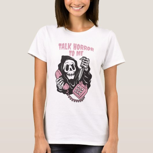 恐怖を私に話す死神の電話 Tシャツ (正面)